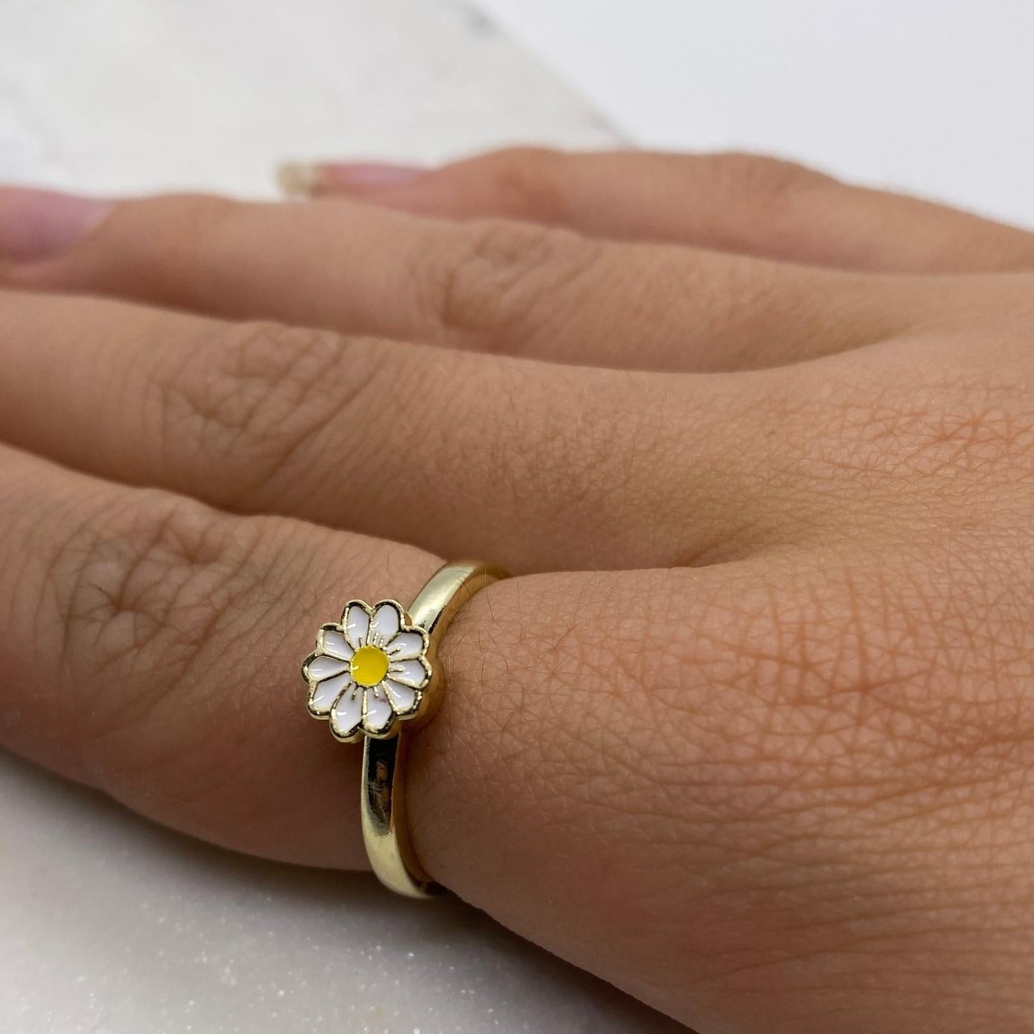 Anxiety Ring Kleine Witte bloem om vinger