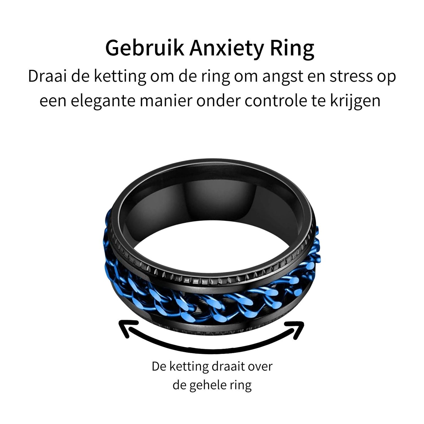 Anxiety Ring (ketting) Zwart-Blauw Gebruik