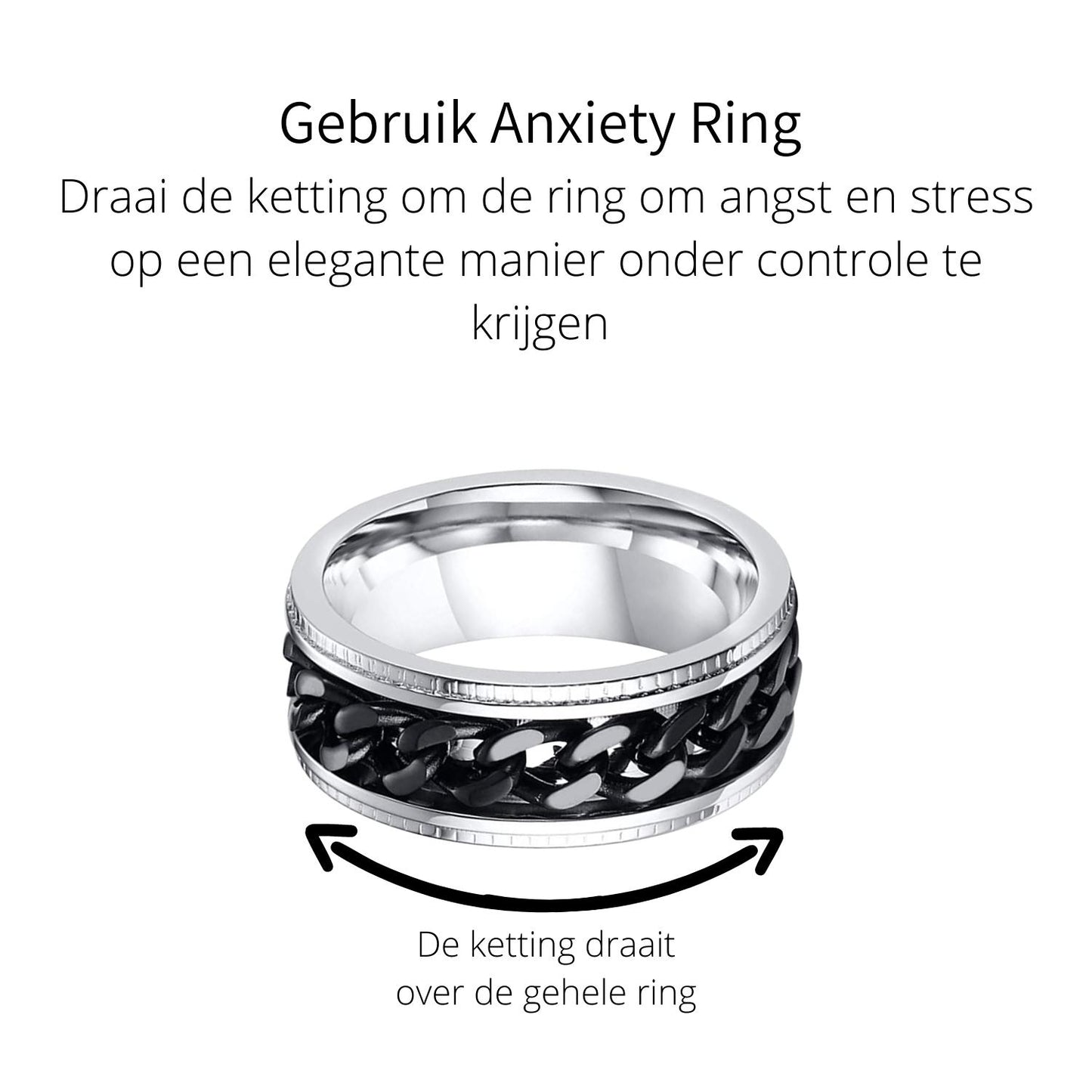 Anxiety Ring (ketting) Zilver-Zwart gebruik
