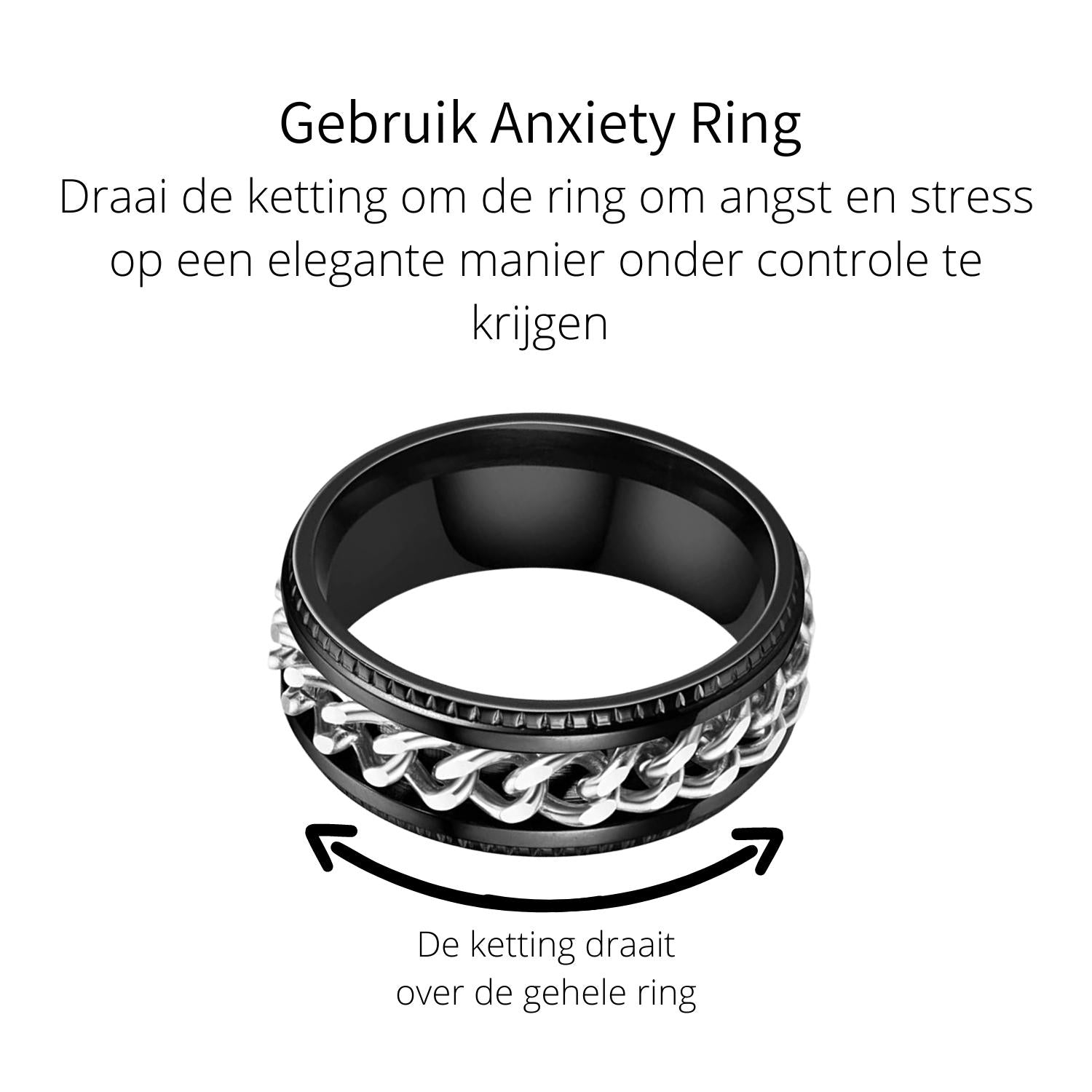 Anxiety Ring (ketting) Zwart-Zilver Gebruik