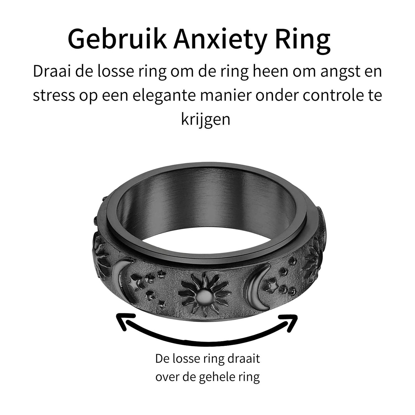 Anxiety Ring (zon maan) Zwart Gebruik