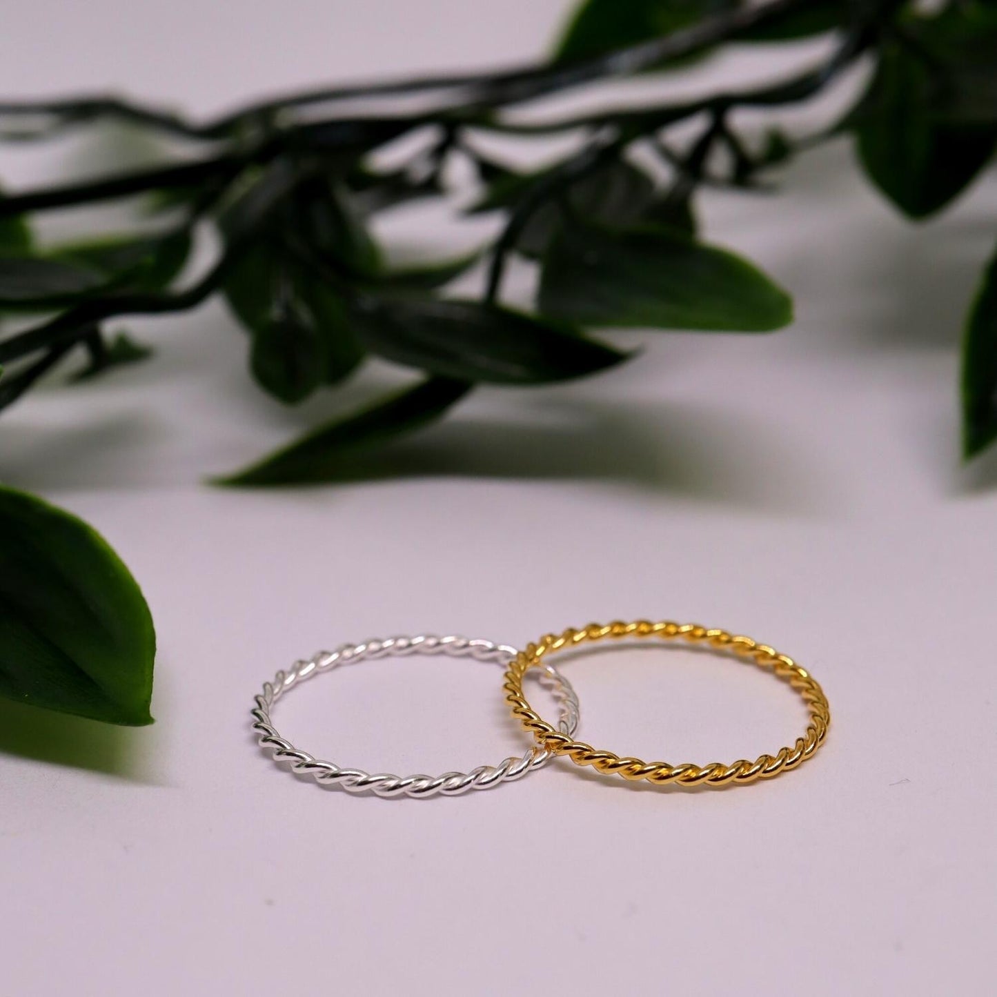 Minimalistische ring gedraaid zilver 925 Gold Plated varianten 
