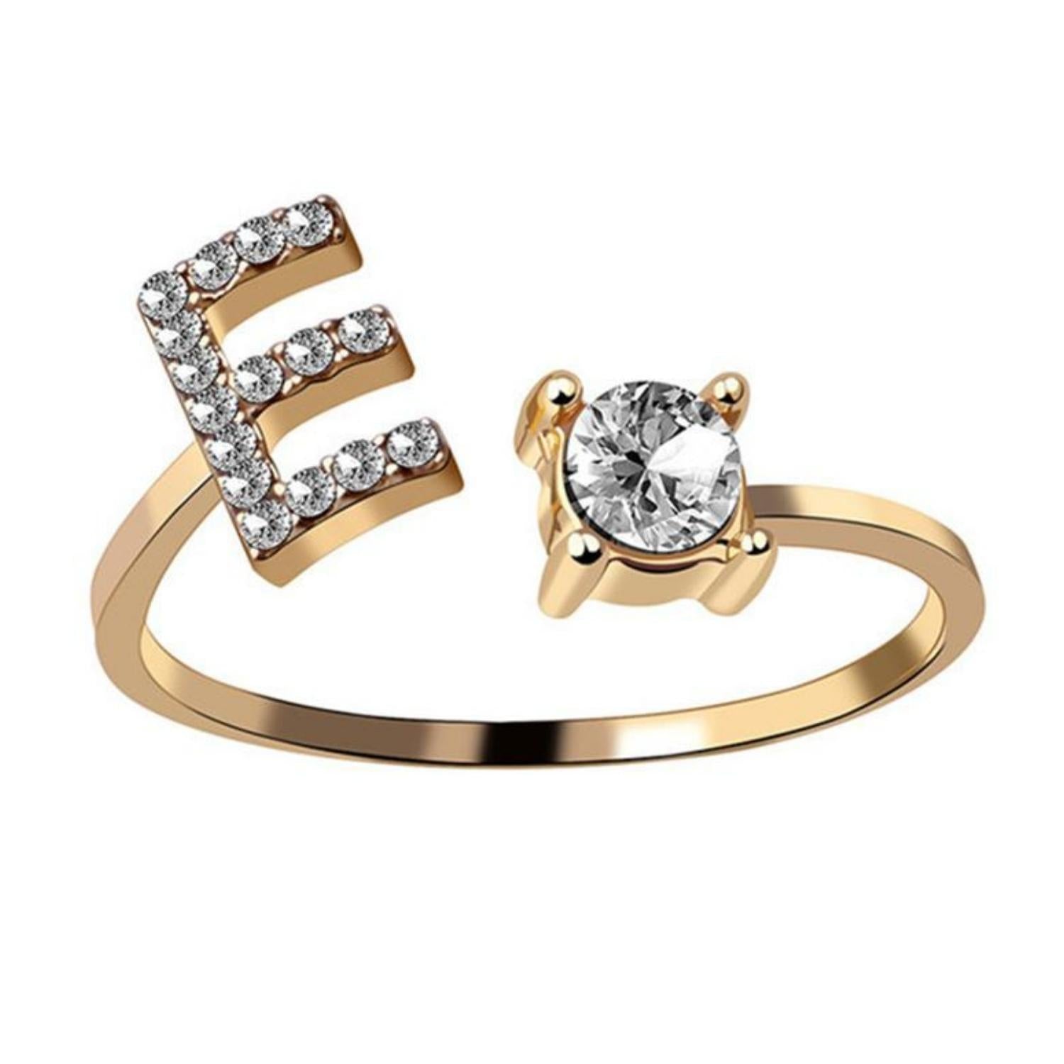 Ring met letter / initial ring zilver 925 Gold Plated - E