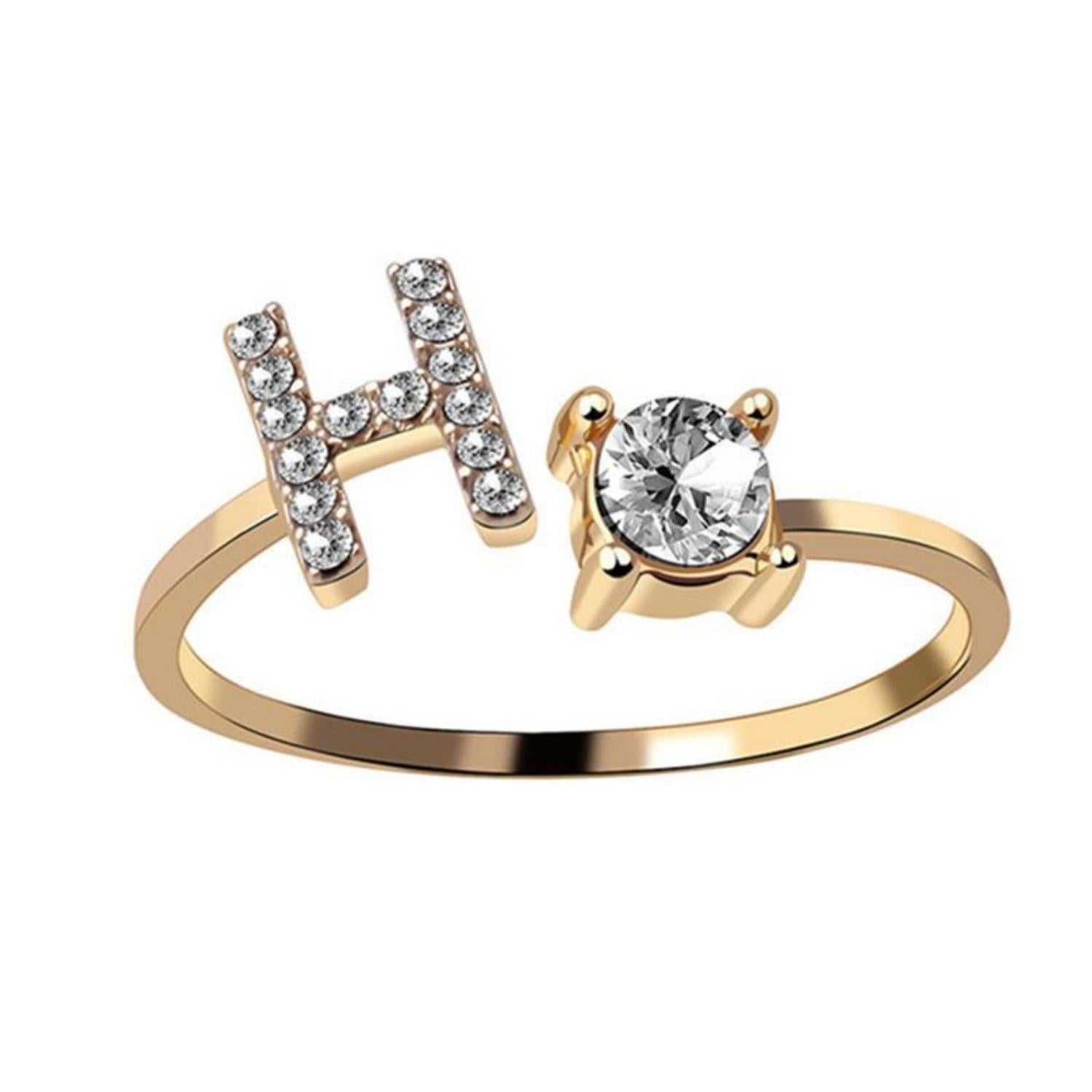 Ring met letter / initial ring zilver 925 Gold Plated - H