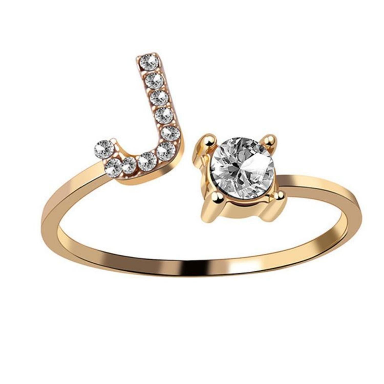 Ring met letter / initial ring zilver 925 Gold Plated - J