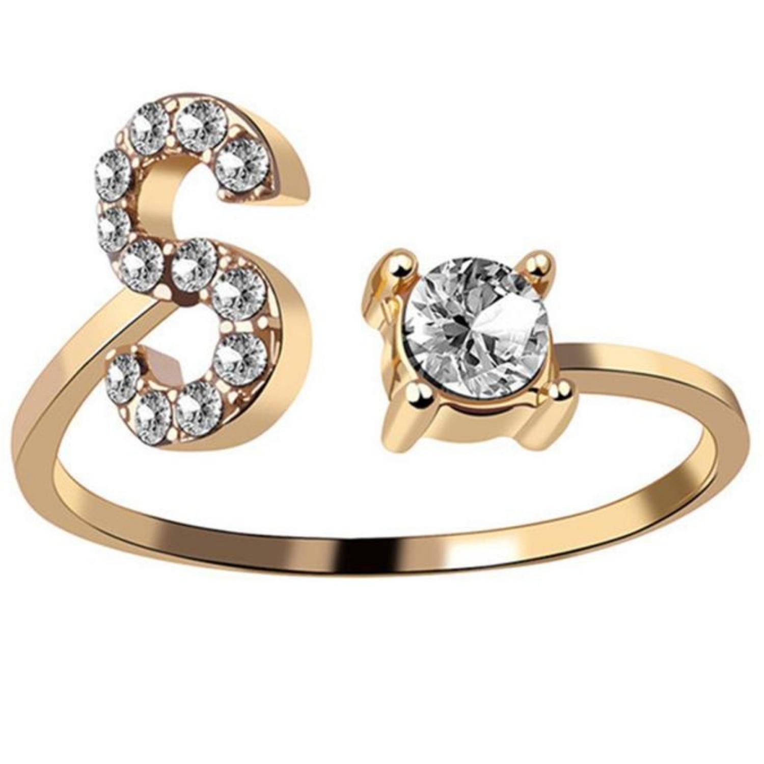 Ring met letter / initial ring zilver 925 Gold Plated - S